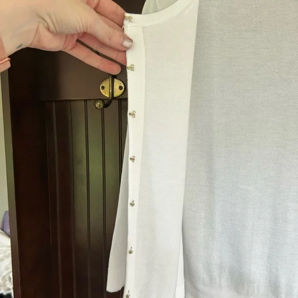 LILLY PULITZER Knit Cropped 3/4 Sleeve Cardigan Preppy Old Money Parisian Size M - Picture 6 of 13